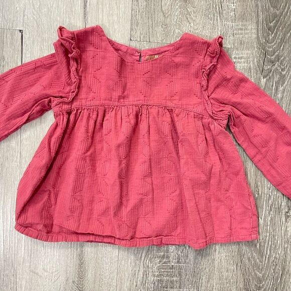 Genuine Kids From OshKosh Toddler Girl’s Pink Long Sleeve Ruffle Keyhole Top 5T - Picture 3 of 12
